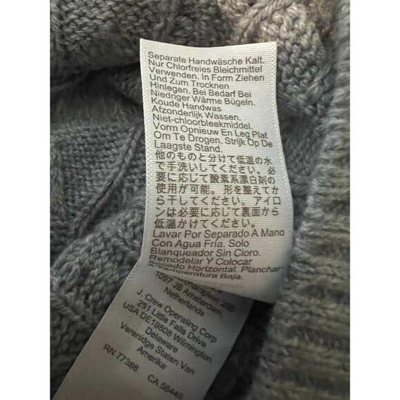 J. Crew Cable Knit Heather Gray Wool Blend w Back Tie Sweater Size M NWT - Picture 10 of 12